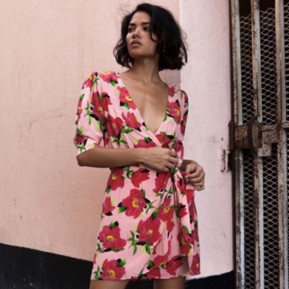 Kooples Pink Floral Wrap Dress